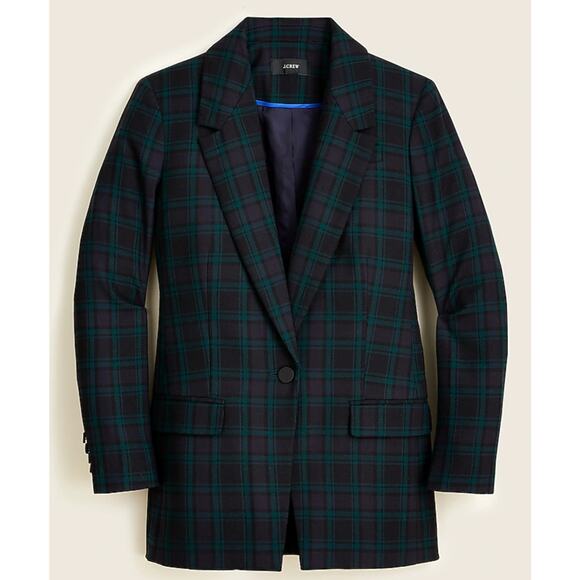 J. Crew Willa Blazer in Black Watch Tartan Bi-Stretch Wool Size 2 - Picture 2 of 10